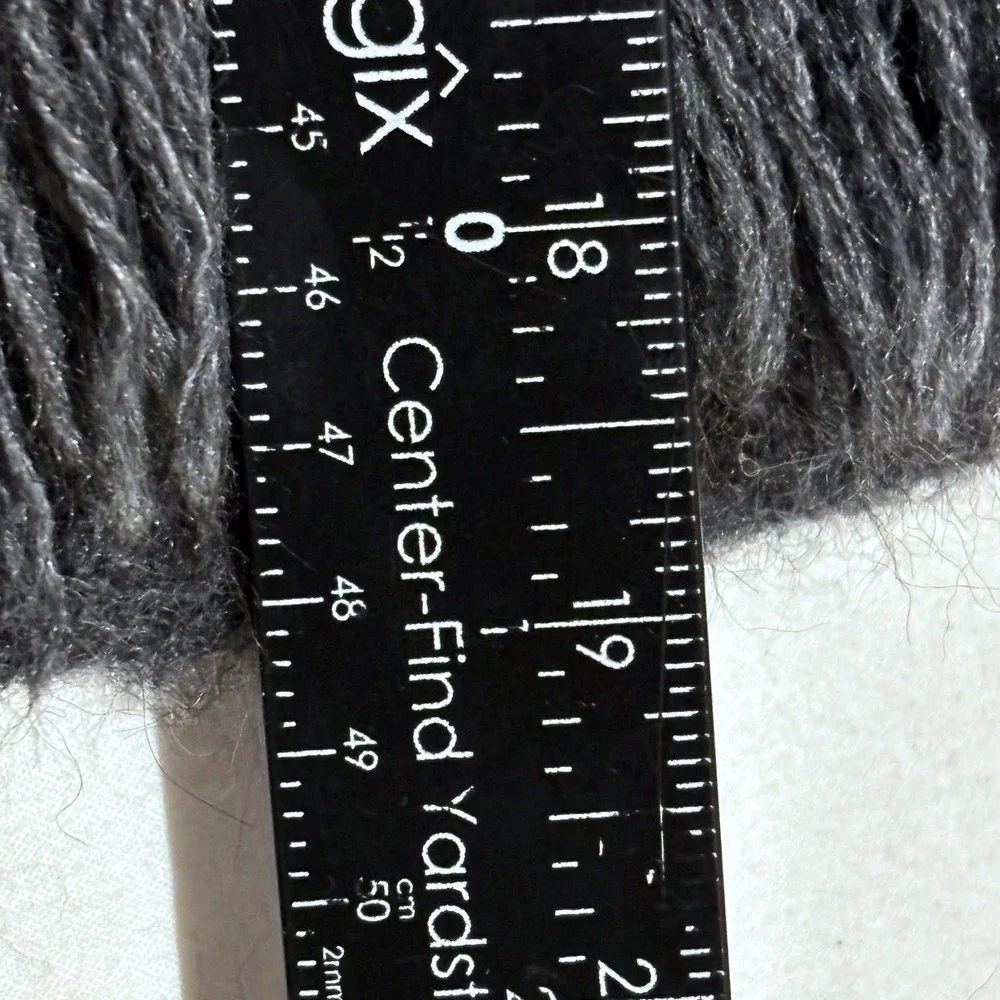 Alpaca Wool Scarf Unisex OS Charcoal Grey Fringed Solid Soft Luxury Gorpcore